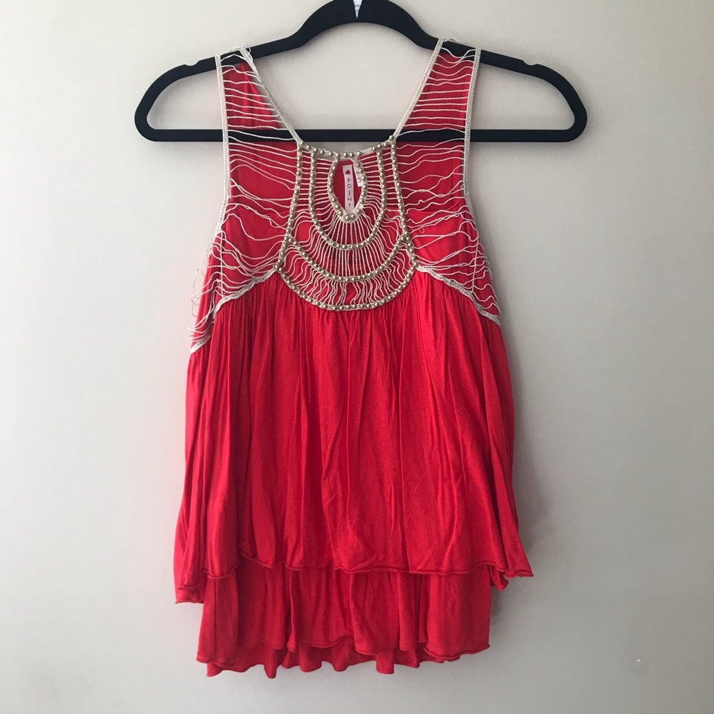 Dark Orange and Gold Point Tiered Tank Size L